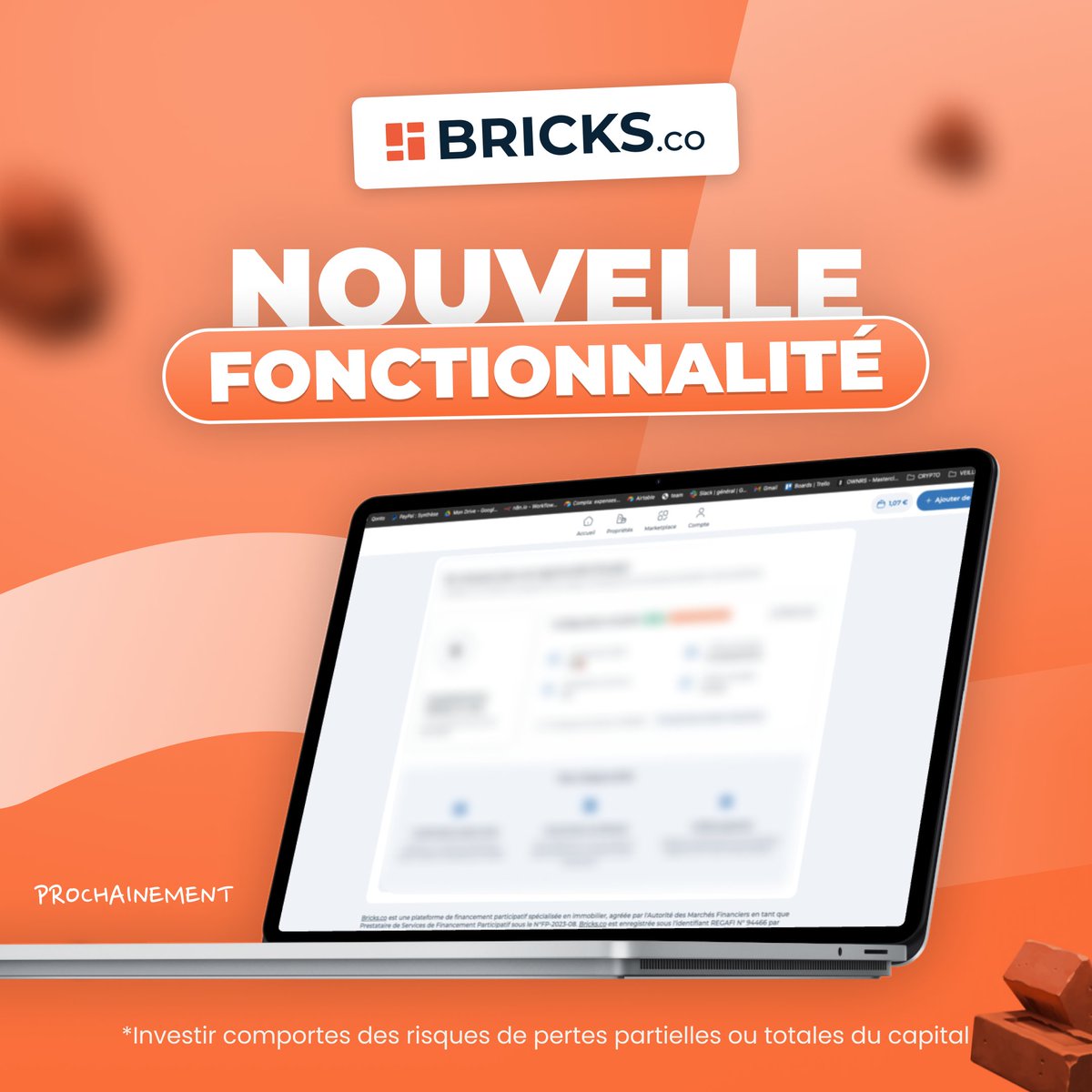 UNE NOUVELLE FONCTIONNALITÉ SUR BRICKS 👀

Cette fonctionnalité a été conçue avec vous, et cela fait quelque temps que nous la gardons secrète …

Encore un peu de patience, cette fonctionnalité tant attendue arrive très prochainement 🔥
