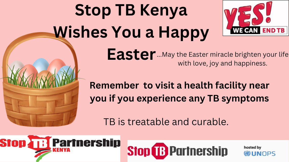 Sending you warm wishes and lots of love this Easter. Remember TB is treatable and curable. Visit a health facility near you if you experience any symptoms. @StopTB @NTLDKenya @CHSKenya @WHOKenya @USAIDKenya @Amref_Kenya @TBChampions_ke @pamojatbgroup