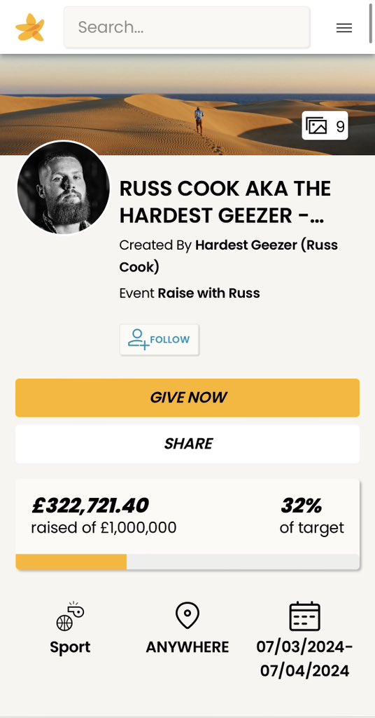 Gaining some big momentum in the last couple days. £20k in the last 12 hours. Massive thank you to everyone who has donated big or small. The money raised is going directly to @Running_Charity & @sandblastarts who I will continue to work with long after the run is finished in 9