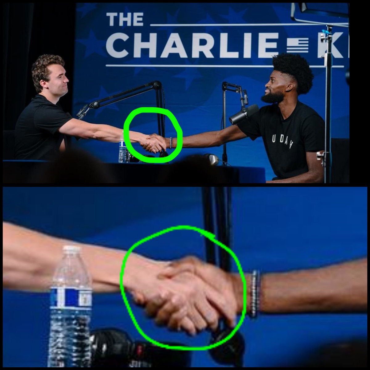 Can you see that this is 🚫 a regular handshake or are you under Charlie's spell? This is a freemason grip! 
#charliekirk #freemasonry #turningpointusa #Conservativeparty #ConservativeLies
