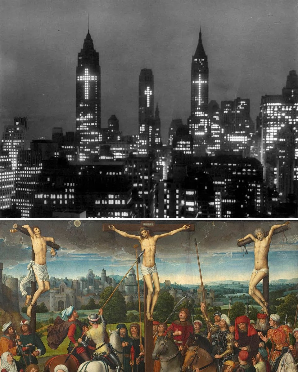 Annual reminder that in 1956, New York lit up with crosses on Good Friday.

A powerful image of a city that is quite different today...