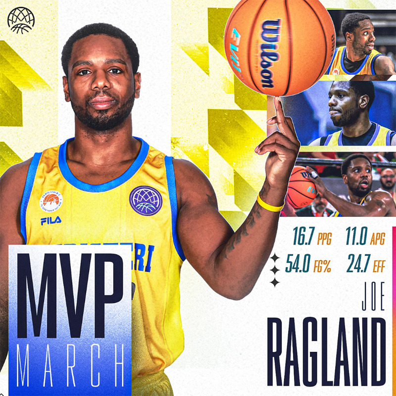 BasketballCL's tweet photo. 👑 Your #Basketball 𝐌𝐕𝐏 𝐨𝐟 𝐭𝐡𝐞 𝐌𝐨𝐧𝐭𝐡 in 𝙈𝙖𝙧𝙘𝙝: @jragz1 of @peristeribc 👑