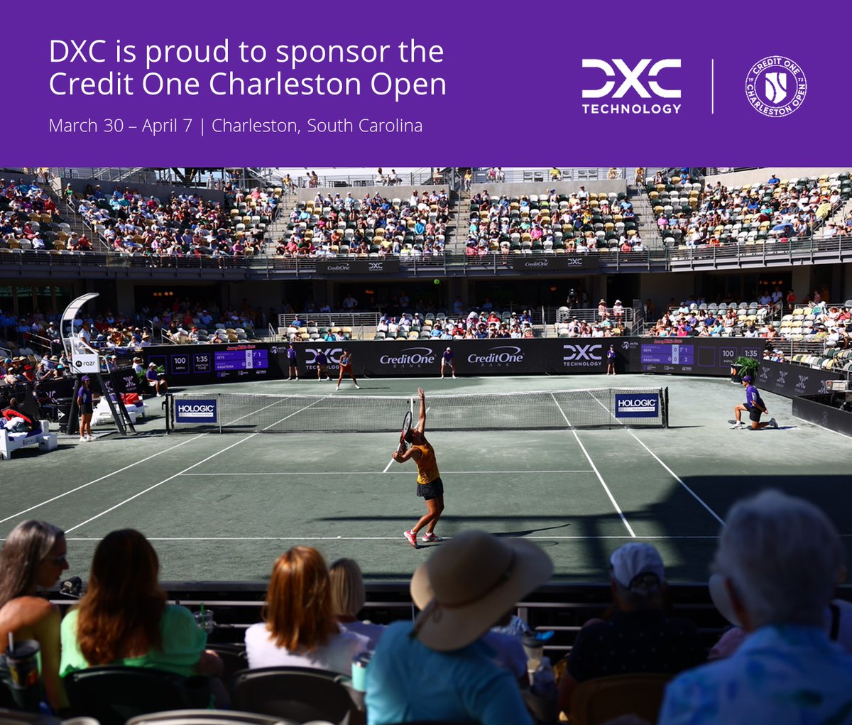We're ready to kick off the @CharlestonOpen! 🎾 As the exclusive IT partner, we're sponsoring the DXC Coin Toss to honor women leaders and showcasing the daily DXC Technology Series. Discover more about our partnership: dxc.to/4cuyaWb #DXCConnect #WTA #PerformanceDriven