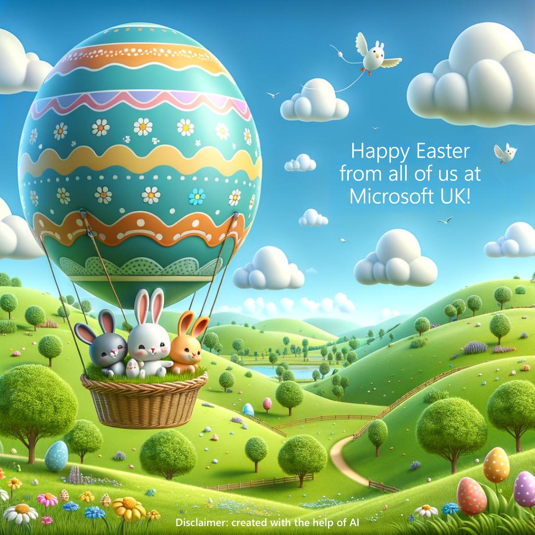 Forgot those Easter cards? 🐣 Hop over to Microsoft Designer and create your own egg-stra special ones with the help of AI. 🎨🐰 msft.it/6016ctt9g #HappyEaster #MicrosoftDesigner #AI