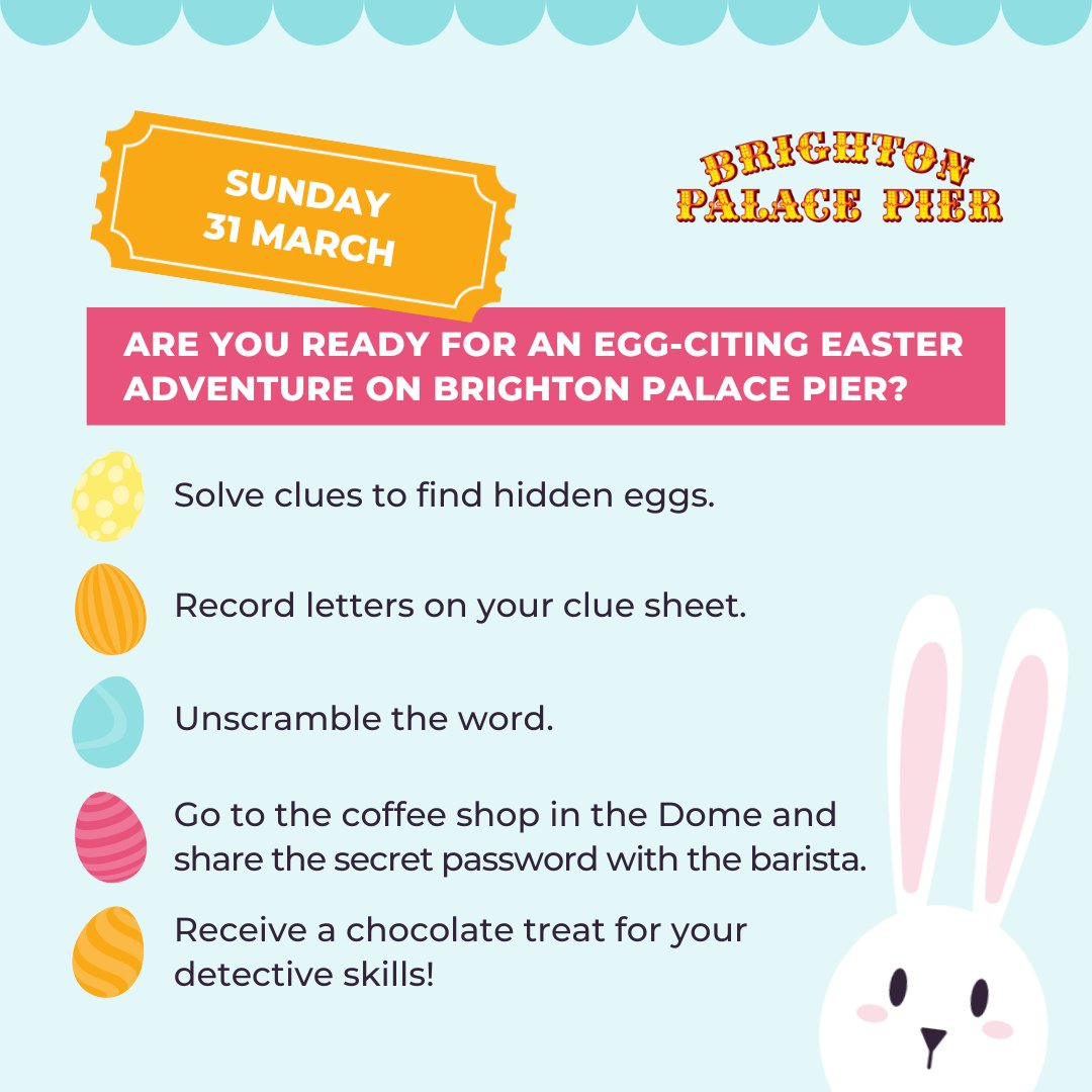 What's new this Easter at Brighton Palace Pier? 🎢 New children's ride - Balloon Ride 😋 New menu in Horatios 🪺 FREE Easter Egg Hunt on Easter Sunday