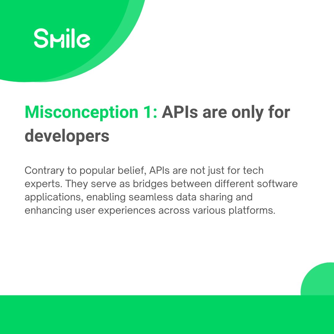 getsmileapi's tweet image. APIs play a crucial role in connecting different software systems, enabling seamless communication and data exchange. See how Smile can empower businesses to simplify processes, boost efficiency, and drive innovation.
More here 👉 zurl.co/aLuo
#FinTech #APIprovider