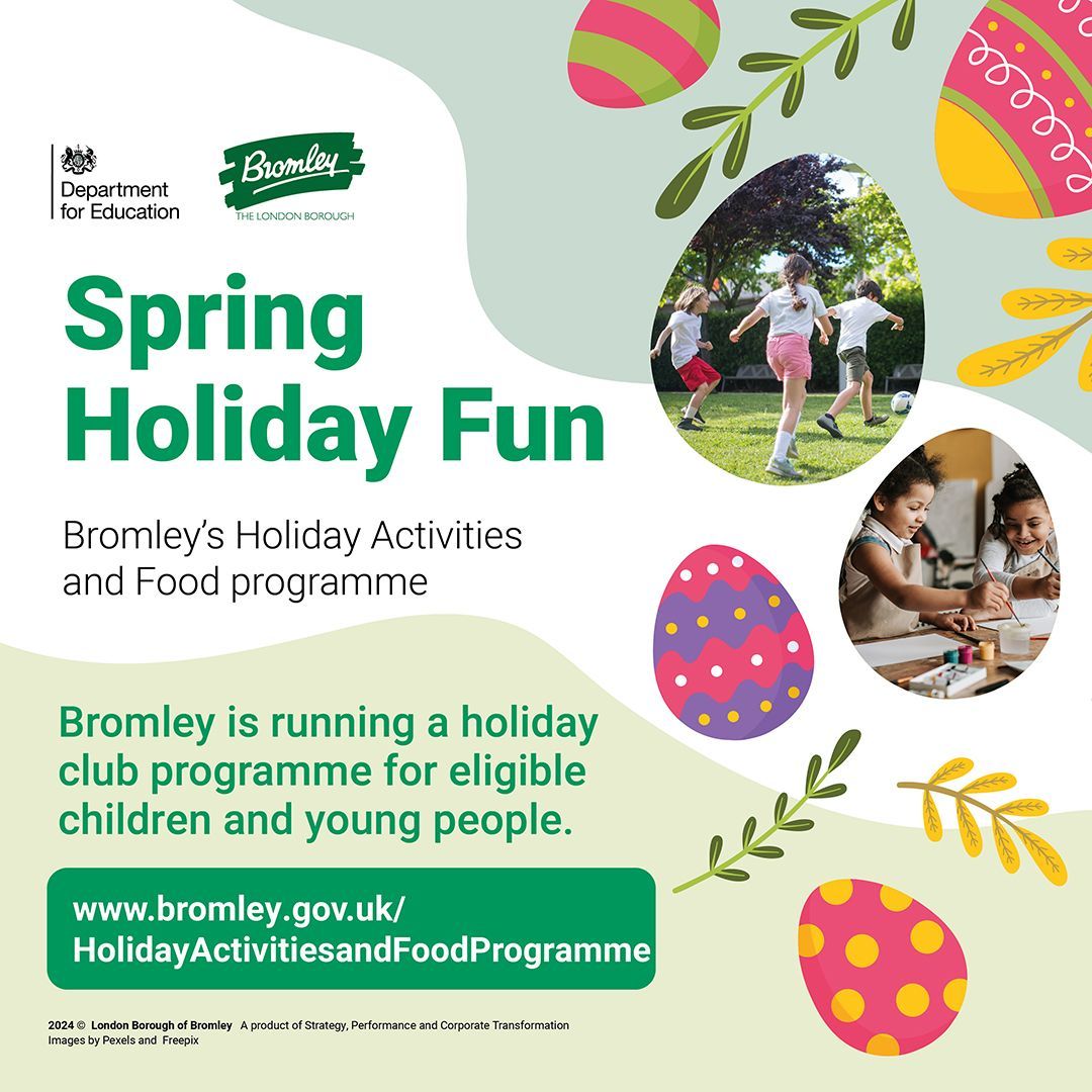 Spring holiday fun! Book a space now to avoid disappointment! #HAF2024 Visit bromley.gov.uk/HolidayActivit… to learn more and get your family involved.