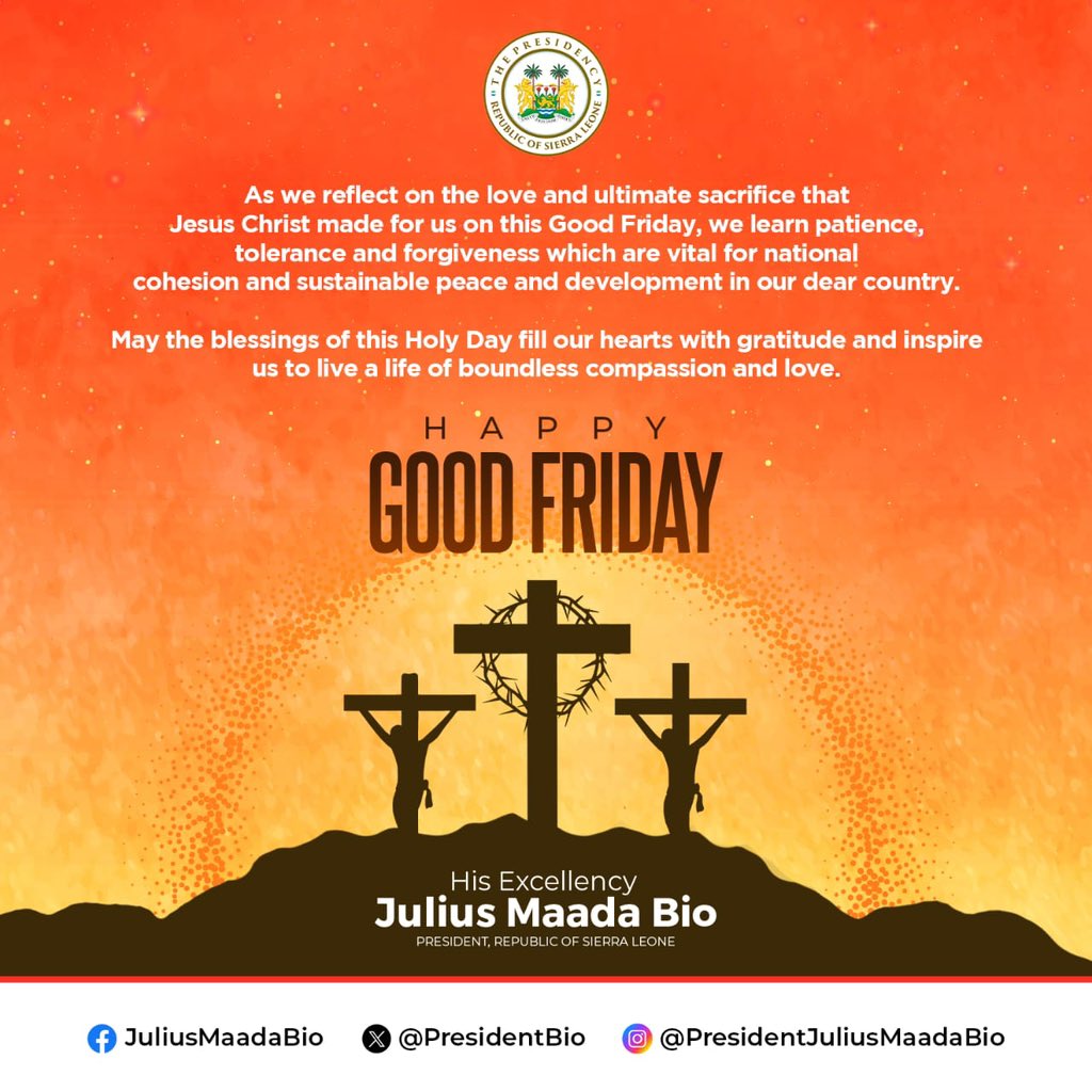 As we reflect on the love and ultimate sacrifice that #JesusChrist made for us on this #GoodFriday2024, we learn patience, tolerance and forgiveness which are vital for national cohesion and sustainable peace and development in our dear country. May the blessings of this Holy…