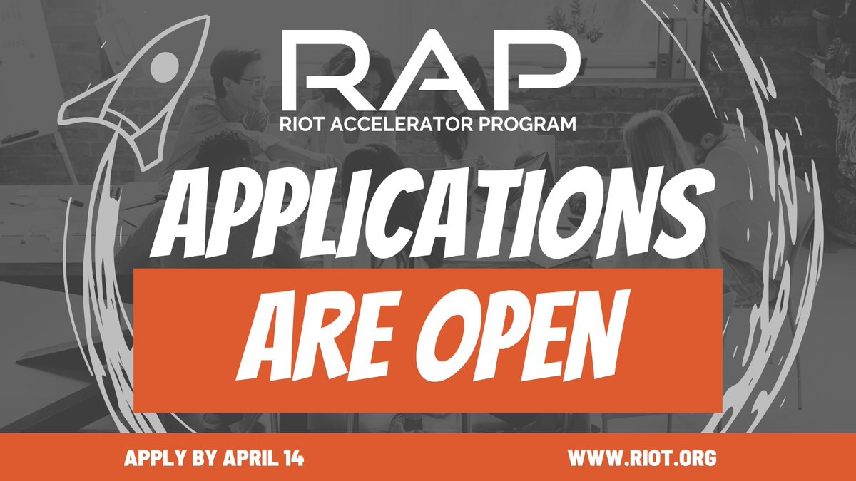 Apply for RIoT’s NO COST/EQUITY accelerator program. Learn how to grow your business through weekly workshops and one-on-one mentoring! Apply by April 14th buff.ly/3iZqfbU #accelerator #startups #entrepreneurs #tech #goals #entrepreneurlife #businessowner