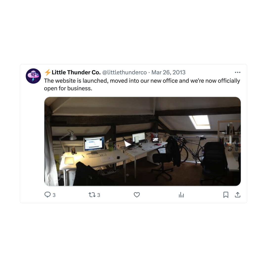 Crazy to think that 11 years ago this week, a fresh faced <a href="/Gabymuldoon/">Gaby muldoon</a>  and <a href="/tejpotter/">Tim Potter</a> officially launched Little Thunder.

It's moments like these that make you pause, catch your breath, and reflect on how far we've come.

Here's to many more years of Little Thunder! 🍻