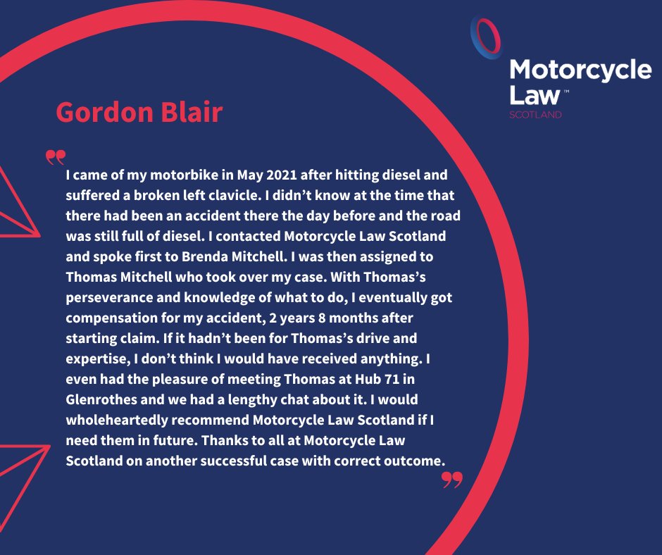 DIESEL SPILLS If the Police cannot trace the vehicle that caused the diesel spill, then injured bikers often have their PI cases processed by the MIB. This can be a long process but we will ensure that the correct outcome is achieved for our clients. #BecauseWeRideToo