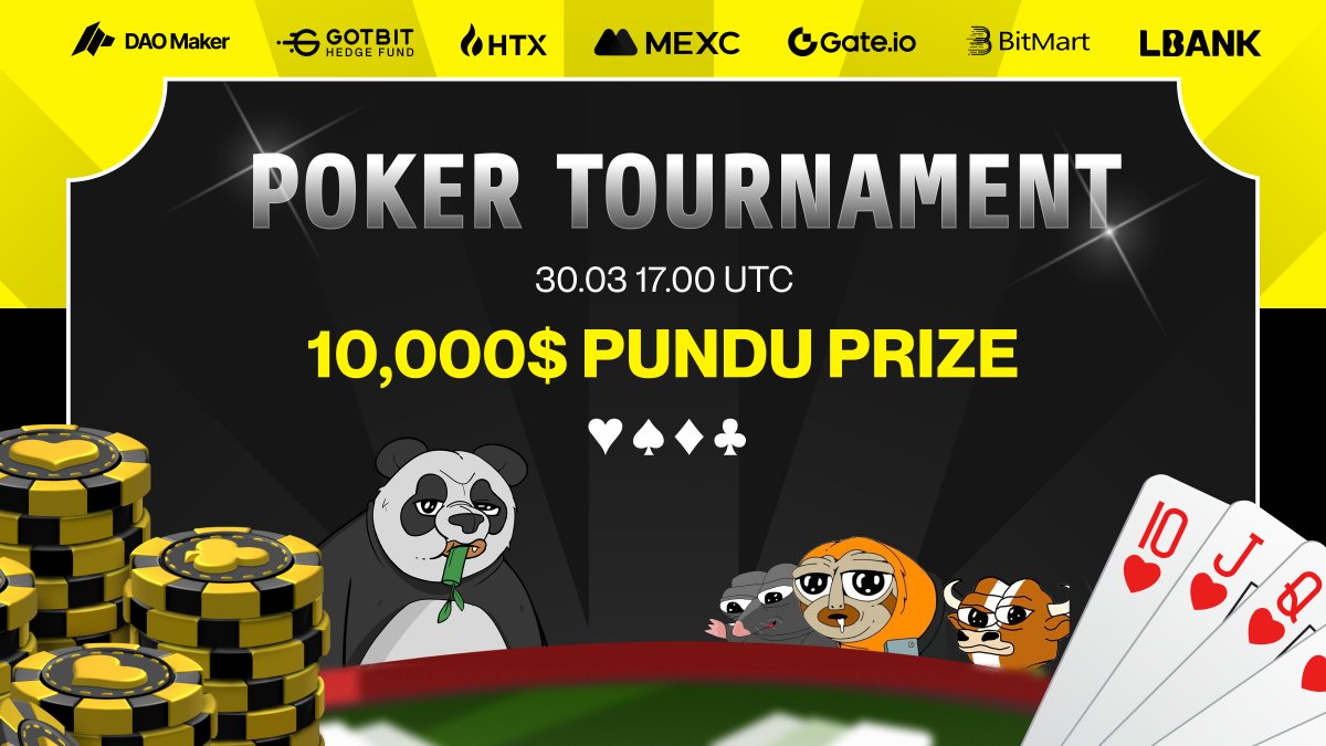 pundusol's tweet image. Did you know that pandas love gambling as much as degens do?

$PUNDU poker tournament is set to happen tomorrow, 5pm UTC!

We will have a prize pool of $10k worth of $PUNDU!
In order to join you shall comply with several simple rules:

🐼Like &amp;amp; Rt this tweet

🐼Register at…