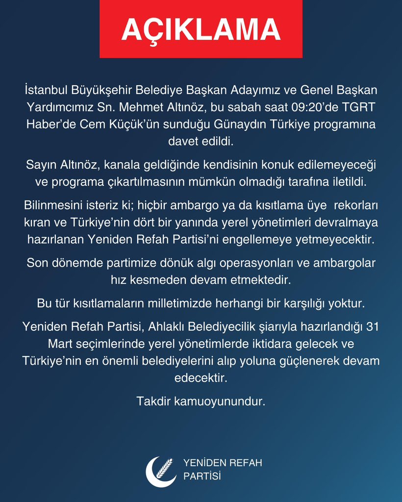 Kamuoyuna saygıyla duyurulur.