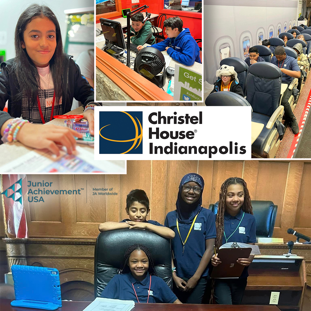 ChristelHouse's tweet photo. Christel House Indianapolis 5th grade students from our West and South campuses went to work…literally! They ran their own city at JA Biztown. Students were CEOs of their businesses, having fun while learning. Thank you Biztown! #welivetolearn #SoaringToNewHeights https://t.co/zVlDjuIWmI