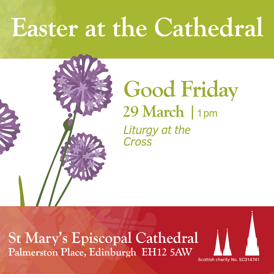 All welcome to our Good Friday liturgy at 1pm - the most solemn day in the Church's year, when we stand at the foot of the cross. With a sung Passion, and music by Walton, Bairstow, and Richard LLoyd's beautiful version of 'Where you there when they crucified my Lord?'