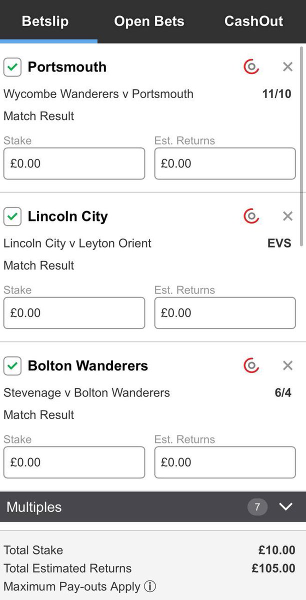 EFL Treble ⚡️ Portsmouth, Lincoln & Bolton all to win 10/1 £10 returns £105 💰 Huge offer for the Easter Weekend!! Claim a £50 freebet for this weekends football 🔥🔥 Sign up here bit.ly/3S8BZqq 18+ T&C apply BeGambleAware AD