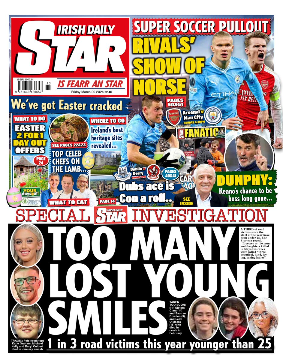 Nearly one in three people killed on Irish roads since the start of the year were aged between 16 and 25. Full story in the Irish Mirror and Irish Star today. Online - irishmirror.ie/news/irish-new…