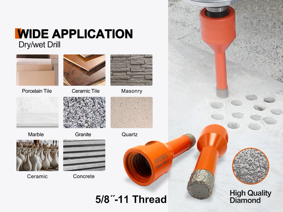 Fewelltools's tweet image. Vacuum brazed diamond hole saw is more heavy duty and wear resistant, providing high efficiency, cuts faster, durable and sturdy.#diamonddrillbit  #holesaw  #diamondholesaw  #vacuumbrazed  #fewell  #tileholesaw  #tiledrillbit  #diamondtools  #Marbledrill#drillingGranite