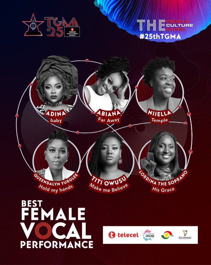 Woke up to great news 🎉🎉 Our girl @TiTiOwusu has been nominated for BEST FEMALE VOCAL PERFORMANCE for ‘Make Me Believe’ 🎉🎉 We’re bringing this home people!!!!! #TGMAAwards #25thTGMA