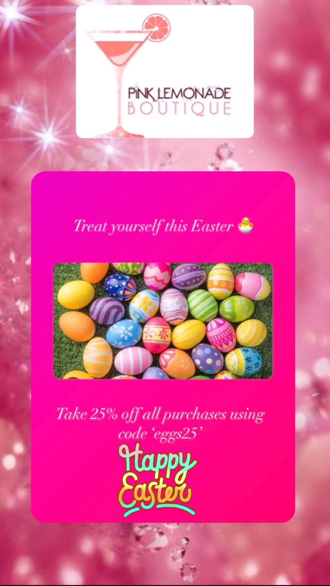 💕🐣Treat yourself this Easter with 25% off….use code ‘eggs25’ at the checkout🐣💕

pinklemonadeboutiqueuk.com

#easter #eastertreats #moneyoff #easteroffers #boutiqueclothing #onlineshop #shopsmall #ShopIndie