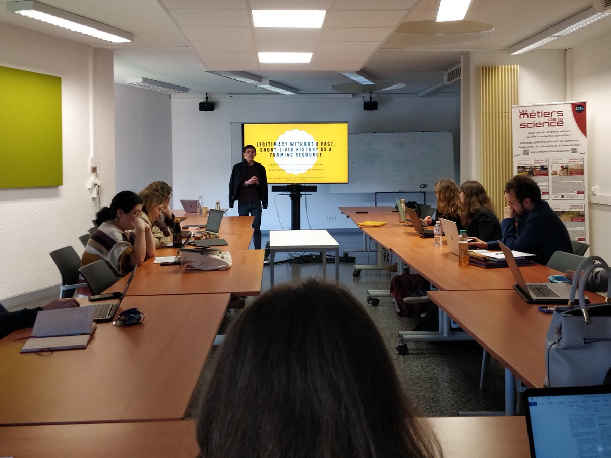 Nous avons eu le plaisir d'accueillir hier <a href="/jeremy_aroles/">Jeremy Aroles</a> de <a href="/UniOfYork/">University of York</a> pour parler passé, légitimité et espaces de #coworking. Ce séminaire s'inscrit dans le cadre des travaux de l'équipe de recherche Alter-organizing du <a href="/GREDEG_UMR/">GREDEG</a> <a href="/CNRS_DR20/">CNRS Côte d’Azur</a>, <a href="/Univ_CotedAzur/">Université Côte d'Azur</a>. Merci Jeremy!