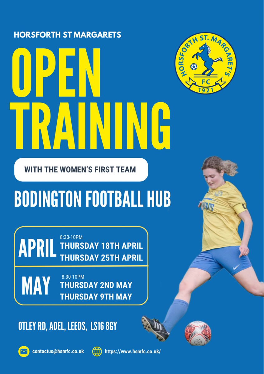 Following on from our fantastically attended Open Night on Monday, we’d like to invite any players age 16+ in September down to our women’s open training. It’ll be for four weeks from 18 April onwards. New players and existing junior players are very welcome.