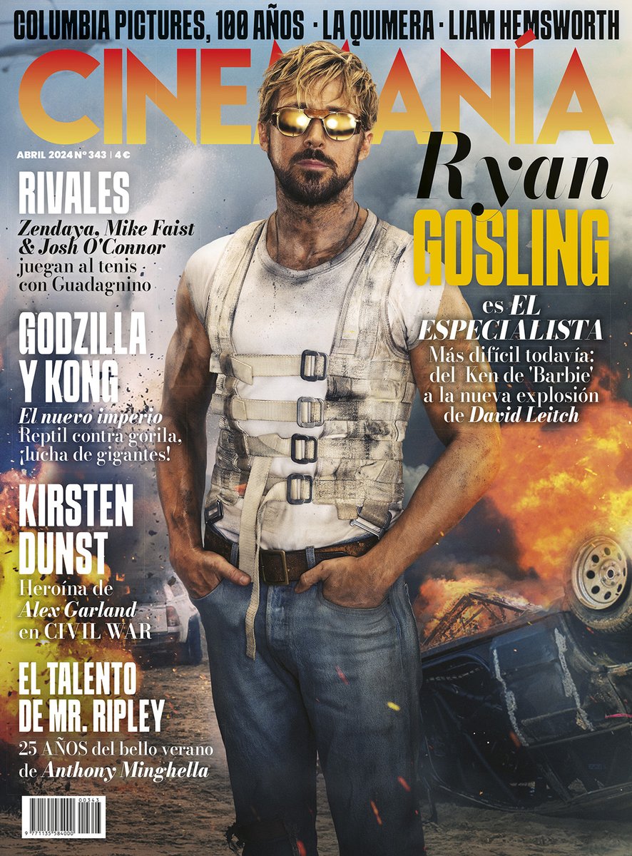 Nuestra revista de abril es un homenaje al cine de acción y a los dobles, pero también al gran #RyanGosling en #ElEspecialista (#FallGuy). Además #Zendaya en #Rivales de Luca Guadagnino, #GodzillaYKongElNuevoImperio, lo nuevo de #KirstenDunst y #AlexGarland en #CivilWar, 'La