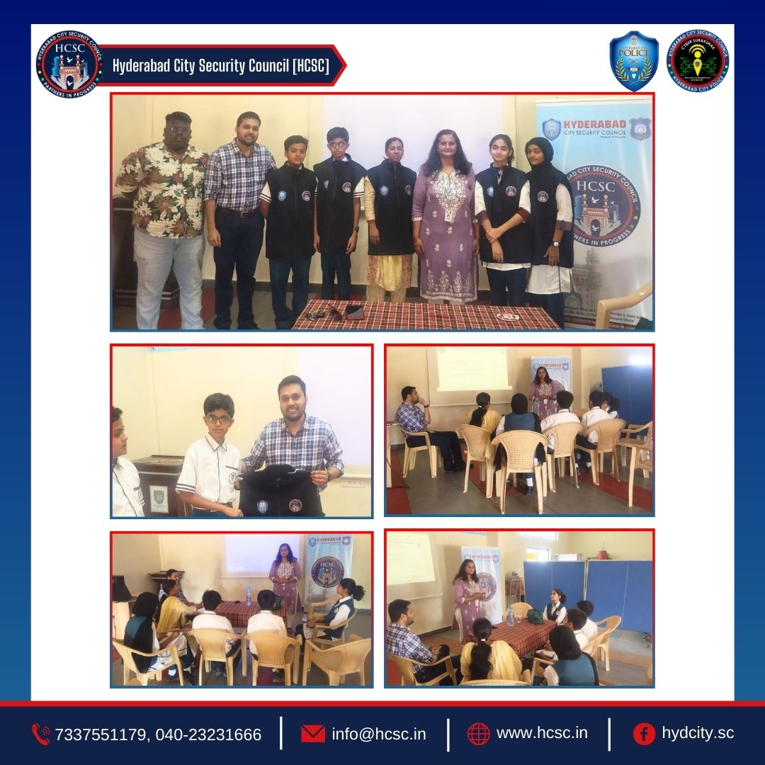 📢On 28th March 2024, Hyderabad City Security Council (HCSC) conducted a 𝐂𝐲𝐛𝐞𝐫 𝐒𝐪𝐮𝐚𝐝 𝐬𝐞𝐬𝐬𝐢𝐨𝐧 at 🏫Springfield School, where they discussed the latest #cyber #threats and preventive measures. They also addressed how to deal with cyber fraud if anyone becomes a…
