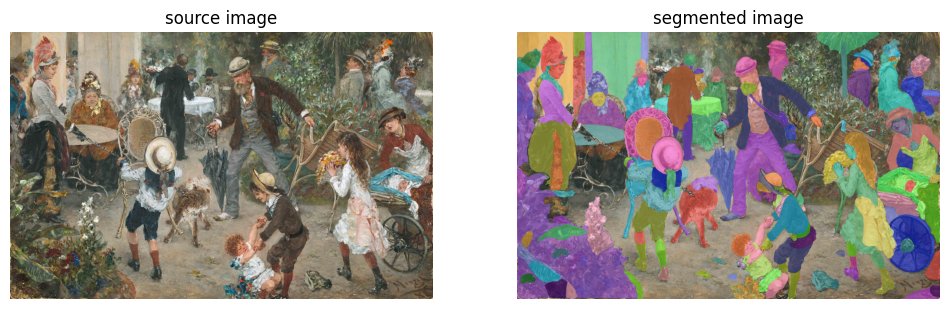 Heute mit dem Segment Anything Model (SAM) von meta herumprobiert und Menzels "Kaffeezeit" segmentiert. Bart, Hüte und sogar unterschiedliche Kleidungsstücke werden erkannt.. 

#coding #computervision