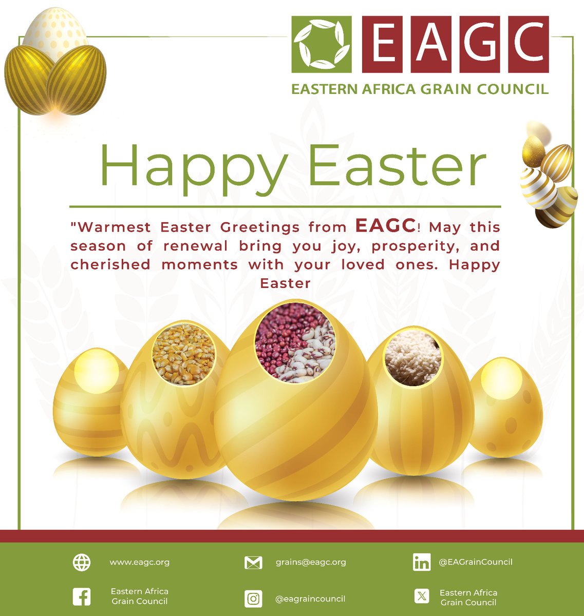 Happy Easter from #EasternAfricaGrainCouncil! May this season of renewal bring you joy, prosperity and cherished moments with your loved ones.