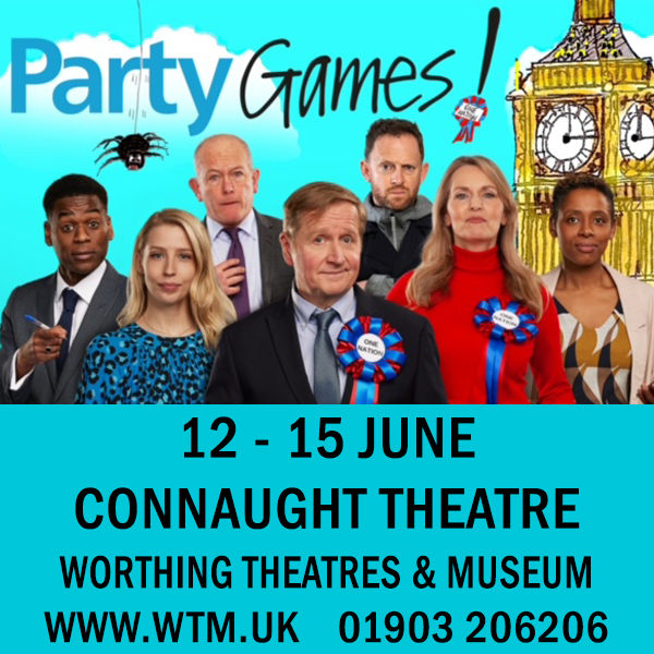 📢We're touring to @wtmworthing from 12 - 15 June. Don't miss #PartyGamesTour, a brand new, hilarious political comedy by @mcmaningtonhall. Starring @MatthewCottle7 and @DebraStephenson. Book now to avoid disappointment. 🎟️wtm.uk/events/party-g… #Worthing #Sussex #Theatre