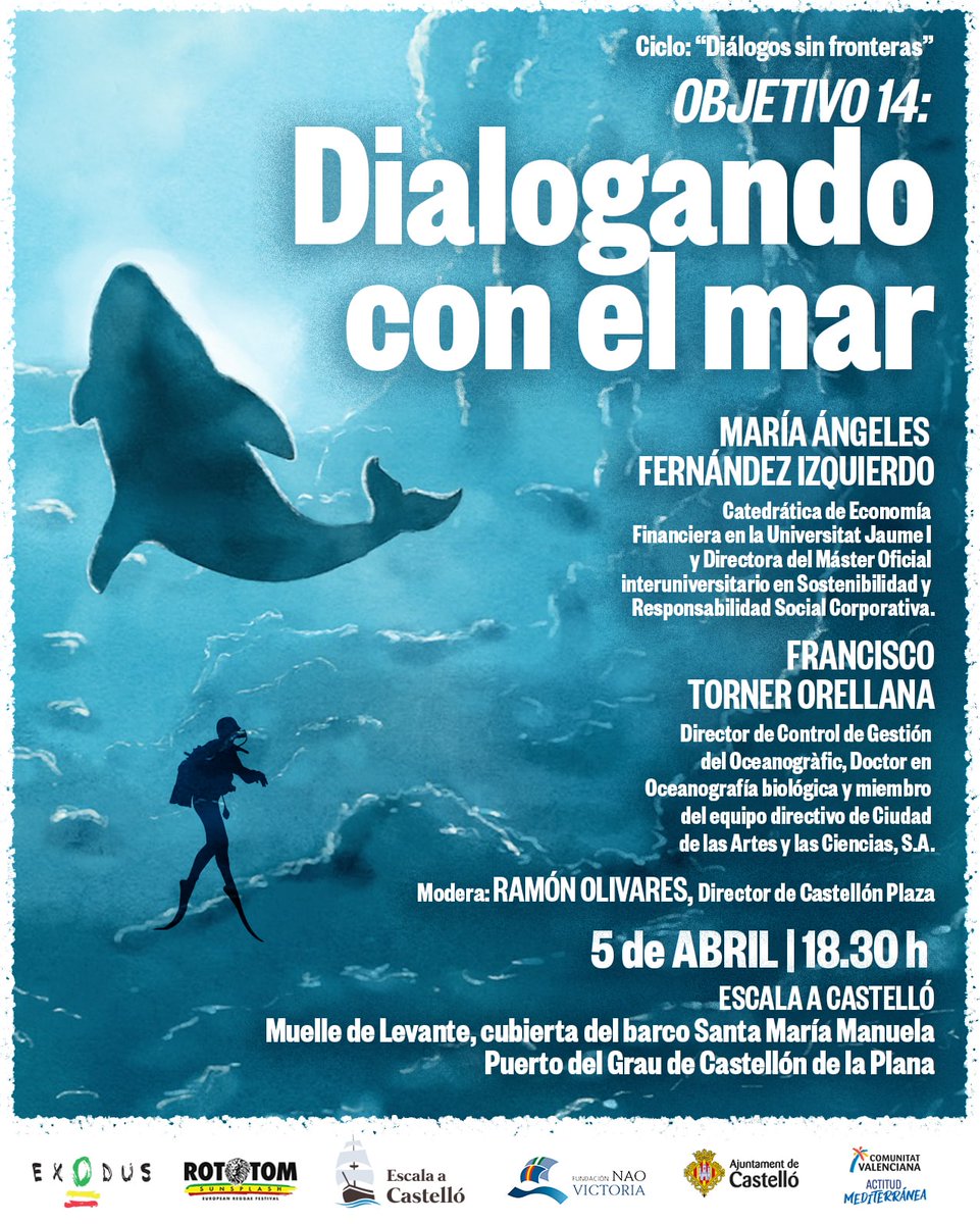 🌊 ¡El mar nos llama! 🌊 Este viernes, 5 de abril a las 18.30h, el barco Santa María Manuela será el epicentro del debate 'Objetivo 14: Dialogando con el mar' como parte de nuestro ciclo itinerante #Diálogossinfronteras. No te lo pierdas. ⛵🗣️ #escalaacastelló #ods14 #oceanos