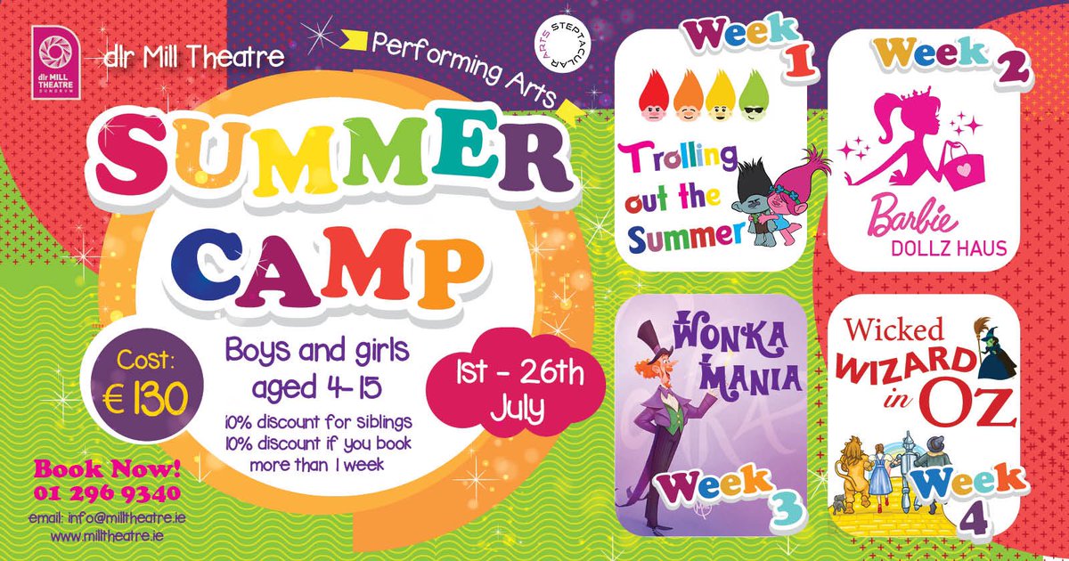 Booking for our Summer Camps opens on Wednesday! ☀️ This year we have 4 WEEKS of individually themed camps busting with fun, creativity, imagination & performance! 📆Booking opens 3rd April @ 11am!