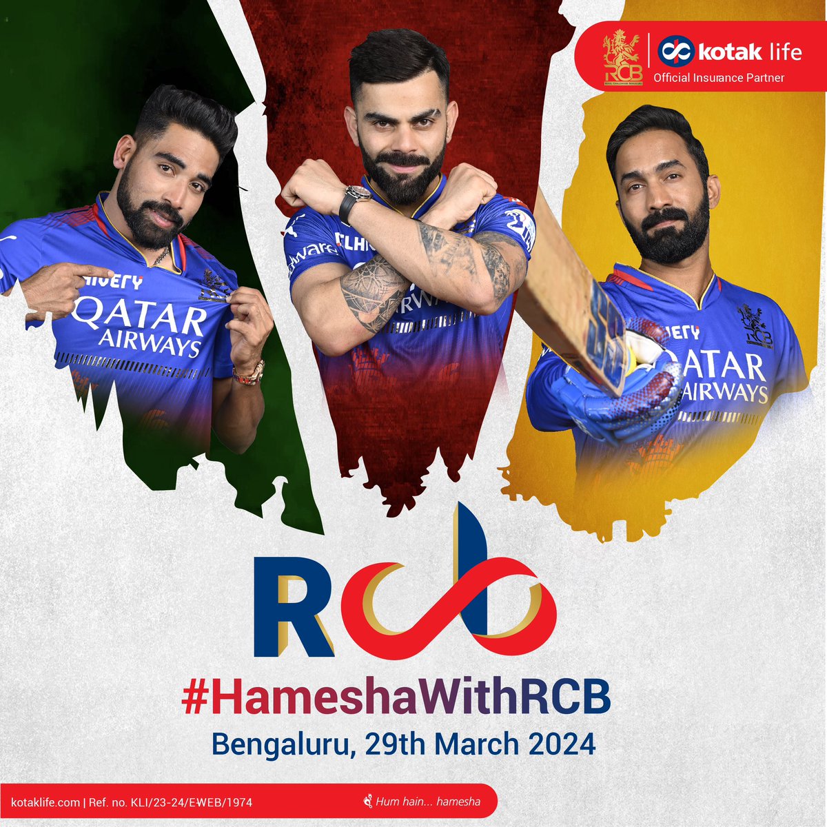 Uncertainties ko bolo OUT! Prepare to win all matches of life with the right partner. Cheering for @RCBTweets . Get ready to paint the town red again! T&C: bit.ly/3PvqsyJ #rcb #KotakLife #ipl2024 #RCBvsKKR #HameshaWithRCB