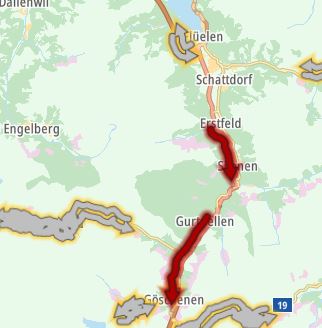 De vertraging in #Zwitserland op de #A2 Luzern ► Chiasso voor de Gotthardtunnel is nu ongeveer 1 uur 45 minuten, tussen Erstfeld en Göschenen