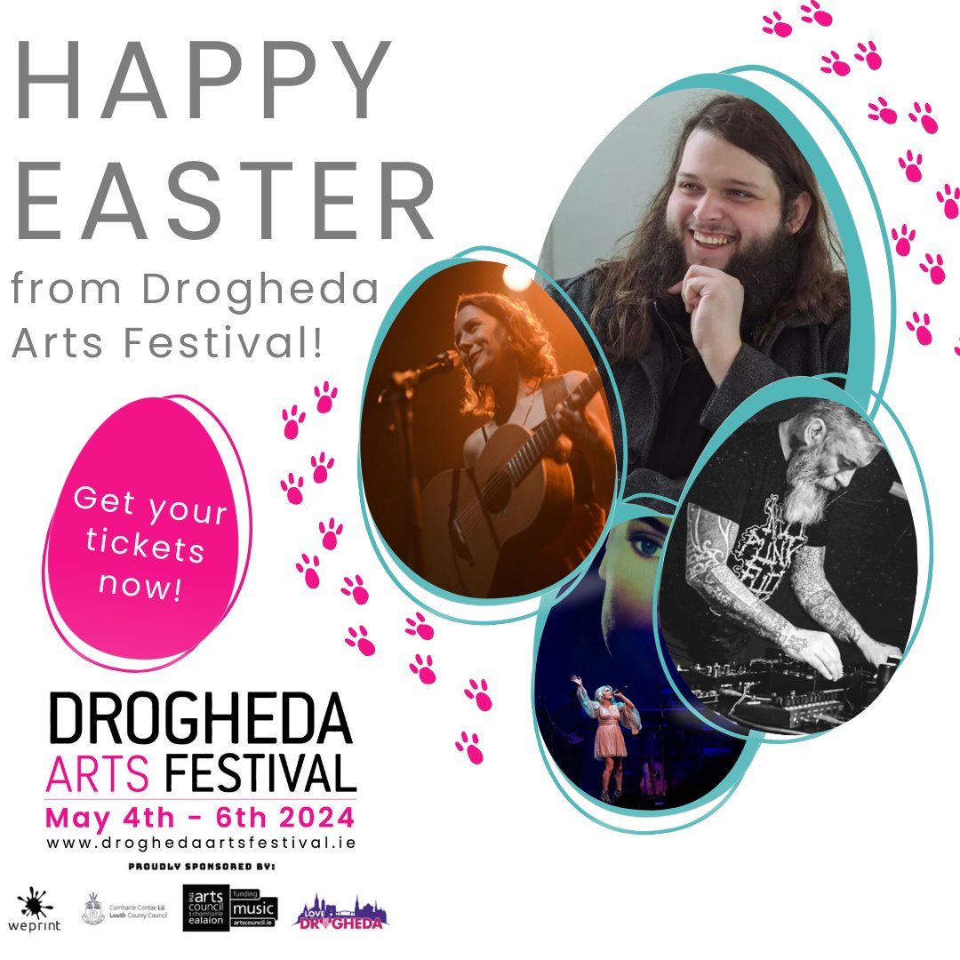 Happy Easter from the Drogheda Arts Festival! 🐰 Instead of Easter Eggs, treat your friends & family to tickets to one of our fantastic events! 🎶 See the full line up of what’s on & get your tickets at 📲 droghedaartsfestival.ie @CreateLouth @louthcoco @artscouncil_ie #DAF24