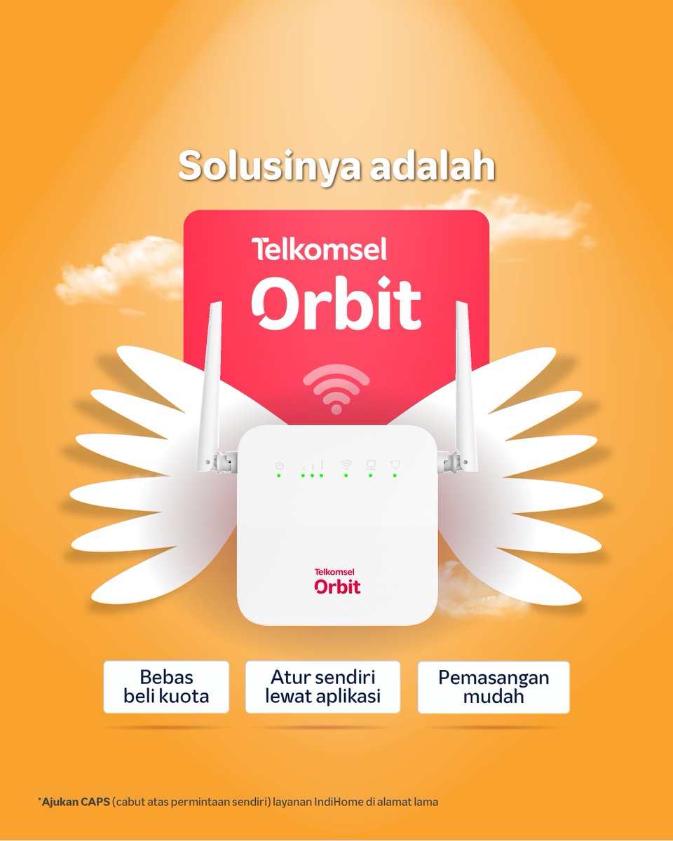 Kamu mau pindah alamat tapi takut layanan IndiHome belum cover tempat baru Kamu? Nggak usah khawatir, Sobat! Kamu bisa banget langganan Telkomsel Orbit sembari menunggu lokasi baru Kamu tercover layanan IndiHome, loh! Cek lebih lanjut melalui myorbit.id ya!