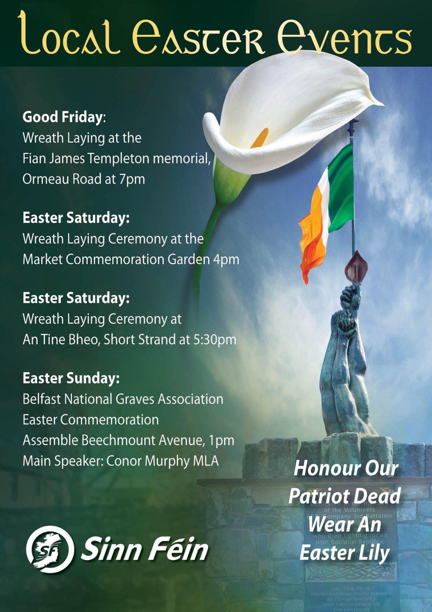 South and East Belfast Local Easter Events Caith lile na cásca - Honour Ireland’s Patriot Dead Bígí Linn