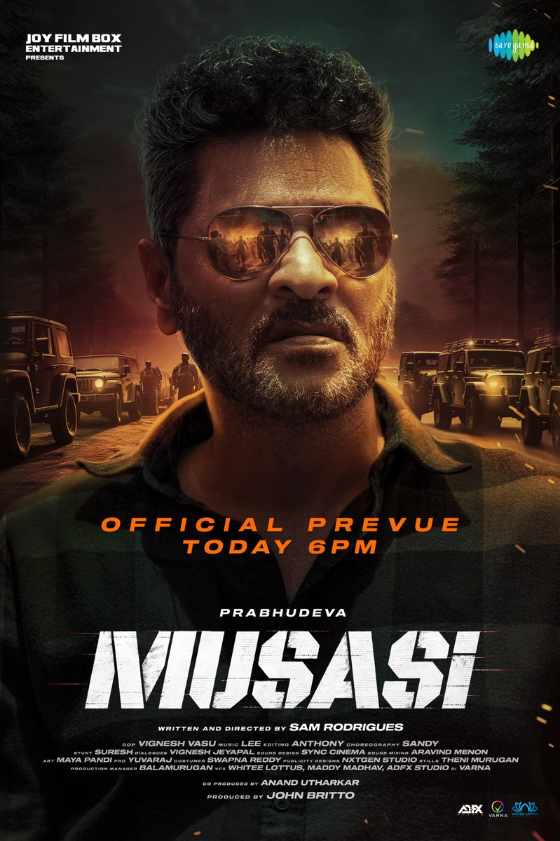 Get Ready To Experience The Thrill And Wonder 🤩 @PDdancing #Musasi Official Prevue Drops Today at 6 PM Written & Directed by @samrodrigues23 #JohnBritto #JoyFilmBoxEntertainment @Actor_Mahendran @editoranthony @shuttervik @leanderleemarty @saregamasouth @proyuvraaj