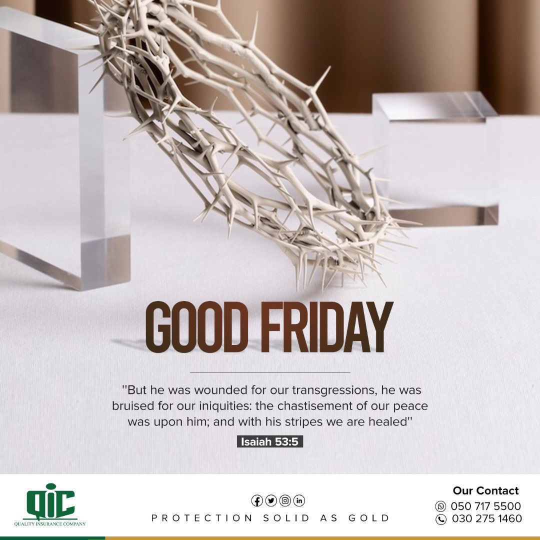 May the blessing of God always be upon us as we observe this day. Wishing you a blessed Good Friday. #qualityinsurance #insurance #crucifixion #GoodFriday2024 #easter2024