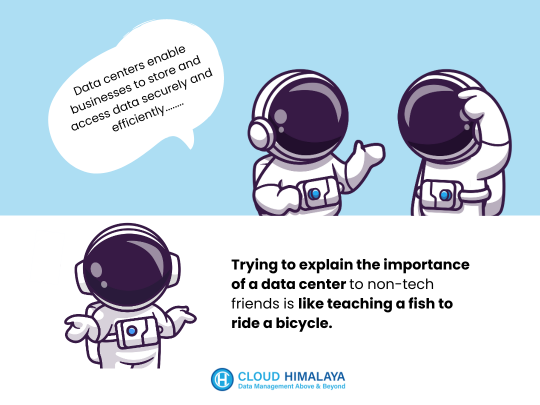 Describing a data center to non-tech friends can be as challenging as teaching a fish to ride a bicycle. 
Yet, just like fish need water, our digital world thrives on data centers, storing and processing vast amounts of information. 
#DataCenter #TechMetaphor #cloudhimalaya