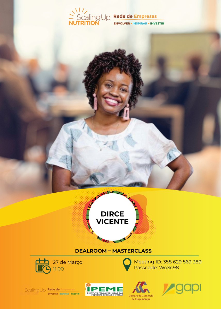 To celebrate the 🇲🇿 Women's Month-between March 8, the IWD &amp; April 7,🇲🇿Woman's Day, the #SBNMOZ launched the 5th edition of the Nutrideal,where Women entrepreneurs attend to online classes related to #business #management&amp;nutrition
Don't miss the next Masterclass April 1, <a href="/11am/">11 am in morning</a>.