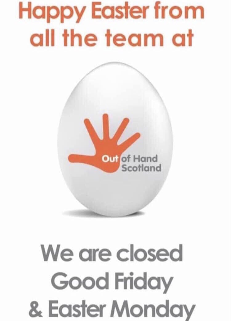 Happy Easter from all the team at @OutofHandScot! Our office is closed Good Friday and Easter Monday! 🐣 #HappyEaster #print #design #distribution #posters #flyers #stickers #Meadowbank #Edinburgh