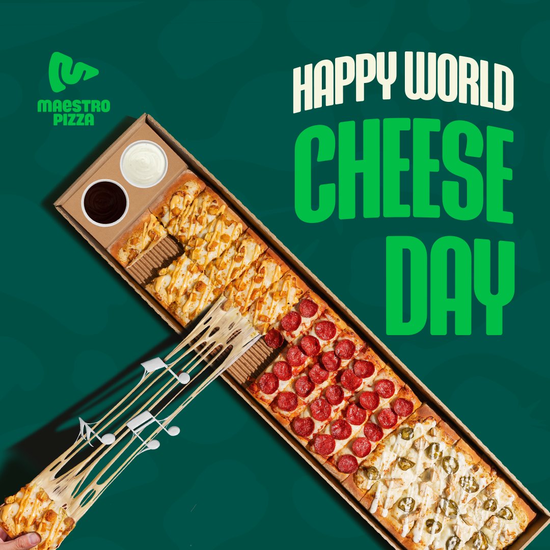 Cheesy dreams do come true…
Happy World Cheese Day! 🧀🫶
.
نتمنالكم يوم مليان بسعادة الجبنة 🧀🫶
.
#maestropizza #UAE #Dubai #pizza #pizzagram  #NewBeat #NewMaestro