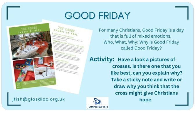 JumpingFish10's tweet image. Who, What, Why: Why is Good Friday called Good Friday? What does the Bible say? Perhaps you could ask around? Let’s get talking about Jesus! @Glosdiocschools @GlosDioc @BishGloucester @bptewkesbury