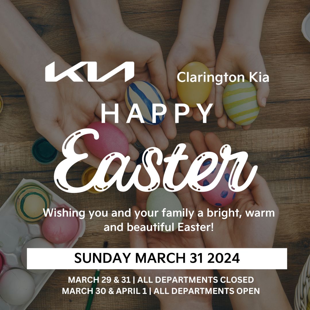 ClaringtonKia's tweet photo. 🐰We hope you and your family have a "Hoppy" Easter long weekend! 🐰 #claringtonkia https://t.co/MGJthecMJv