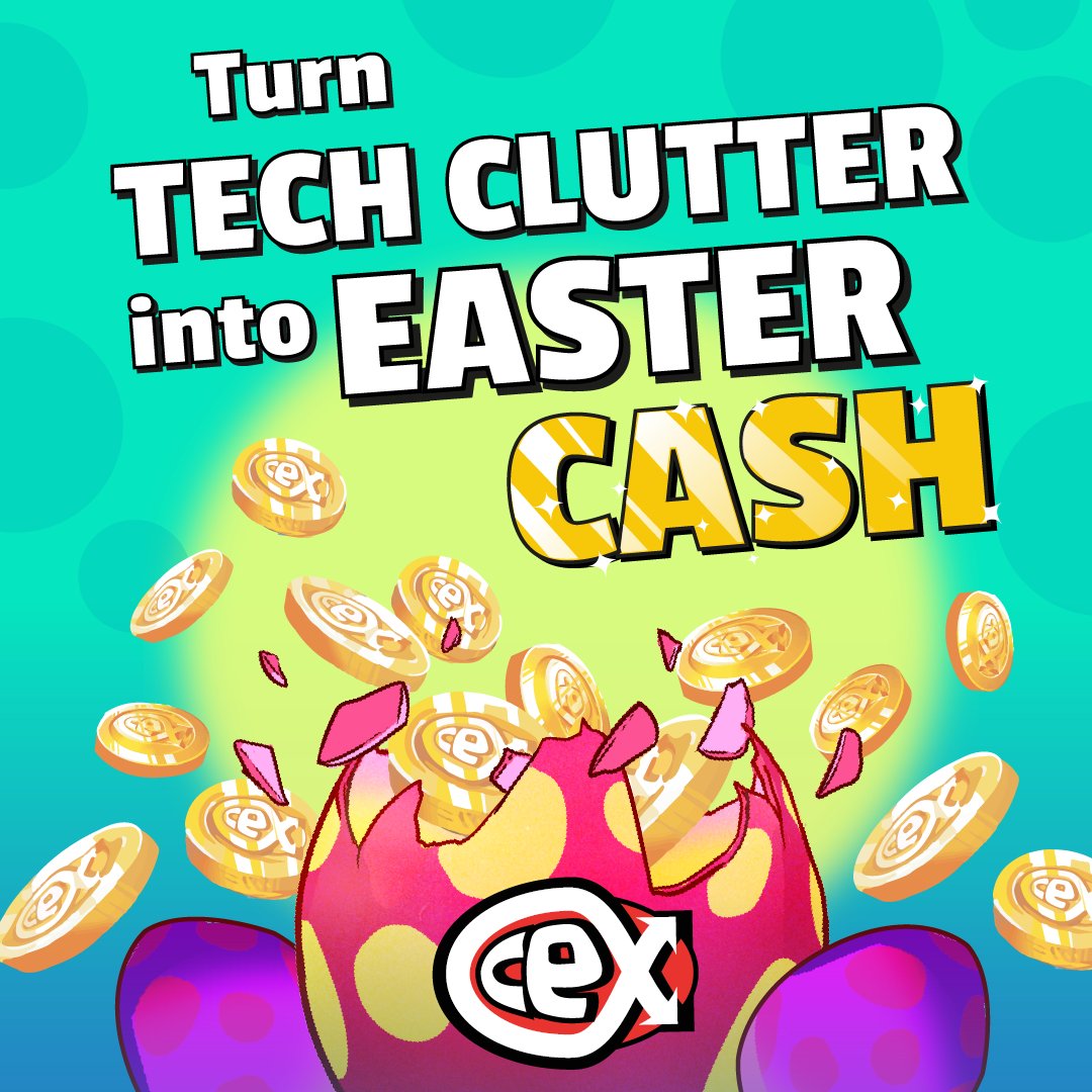 It's not too late to turn your old tech into instant cash for Easter! Get same day cash the easy way at CeX in store, or sell online and via our new & improved mobile app! #Webuy #EasterCash #Sustainability #Tech #CeX