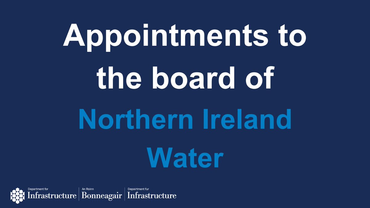 Infrastructure Minister, @JohnODowdSF has appointed Josephine Aston as Chair to the Board of Northern Ireland Water (NIW). He has also appointed Daniel McSorley to serve as a Non-Executive Director. Find out more: infrastructure-ni.gov.uk/news/minister-…