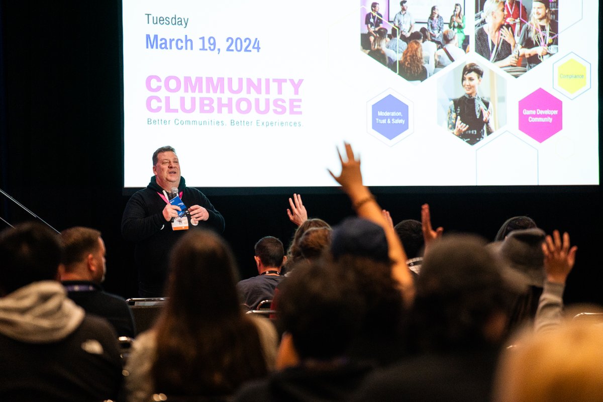 A packed room full of people with one shared passion: building safe, fun, and collaborative communities for players. ✨

Co-hosting the 3rd edition of #CommunityClubhouse was exciting. A massive thank you to all event sponsors, our brilliant speakers and the 850+ visitors!