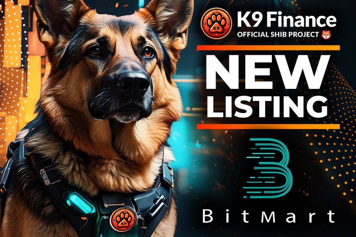 Organic Listing 🤝

$KNINE will be available on <a href="/BitMartExchange/">BitMart</a> next week 🔥

▶️Pair: $KNINE / $USDT
▶️Deposits: 03/31/24 11am EST
▶️Trading: 04/02/24 11am EST
▶️Withdrawal: 04/03/24 11am EST

The #K9Unit is making noise &amp; starting to generate organic integrations on exchanges